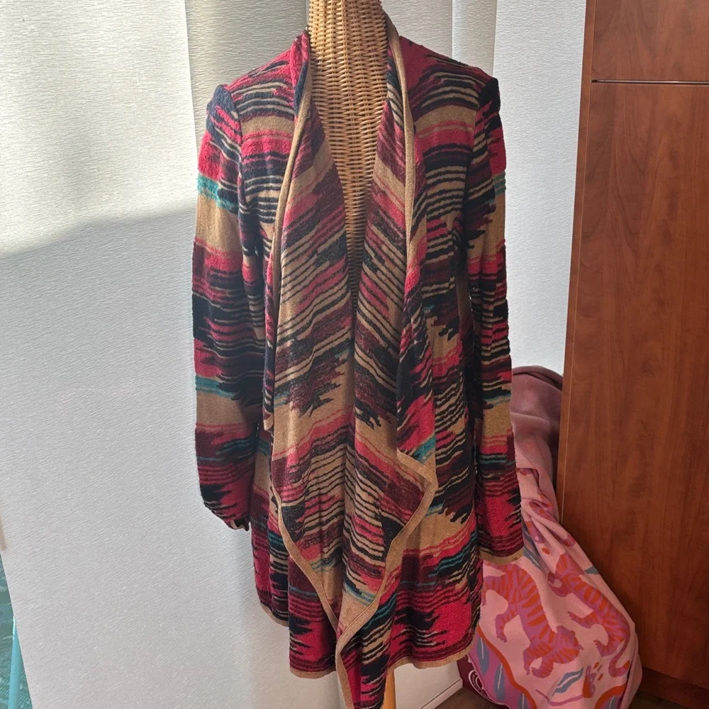 Lucky Brand Aztec Drape Cardigan open front XL - Picture 2 of 5